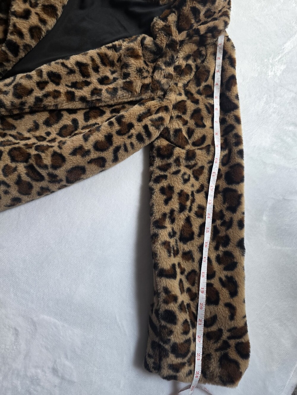 Love Tree Leopard Print Faux Fur Open Front Jacket Coat Medium - Picture 7 of 7